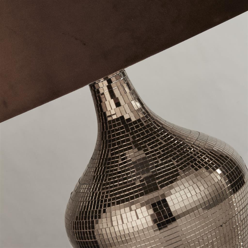 Disco Table Lamp  - Ceramic Mosaic & Brown Suede Shade