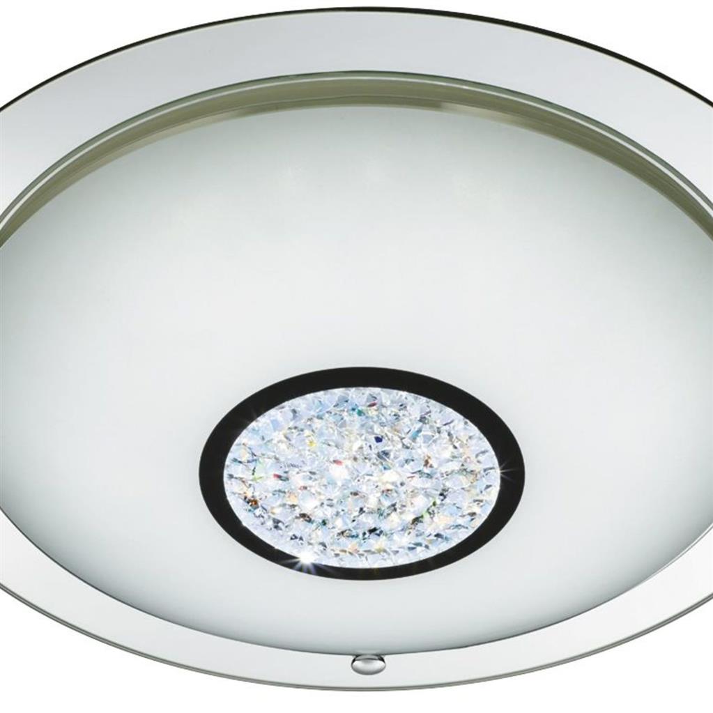 Portland LED Flush - Chrome, Mirror, White Glass Shade, IP44