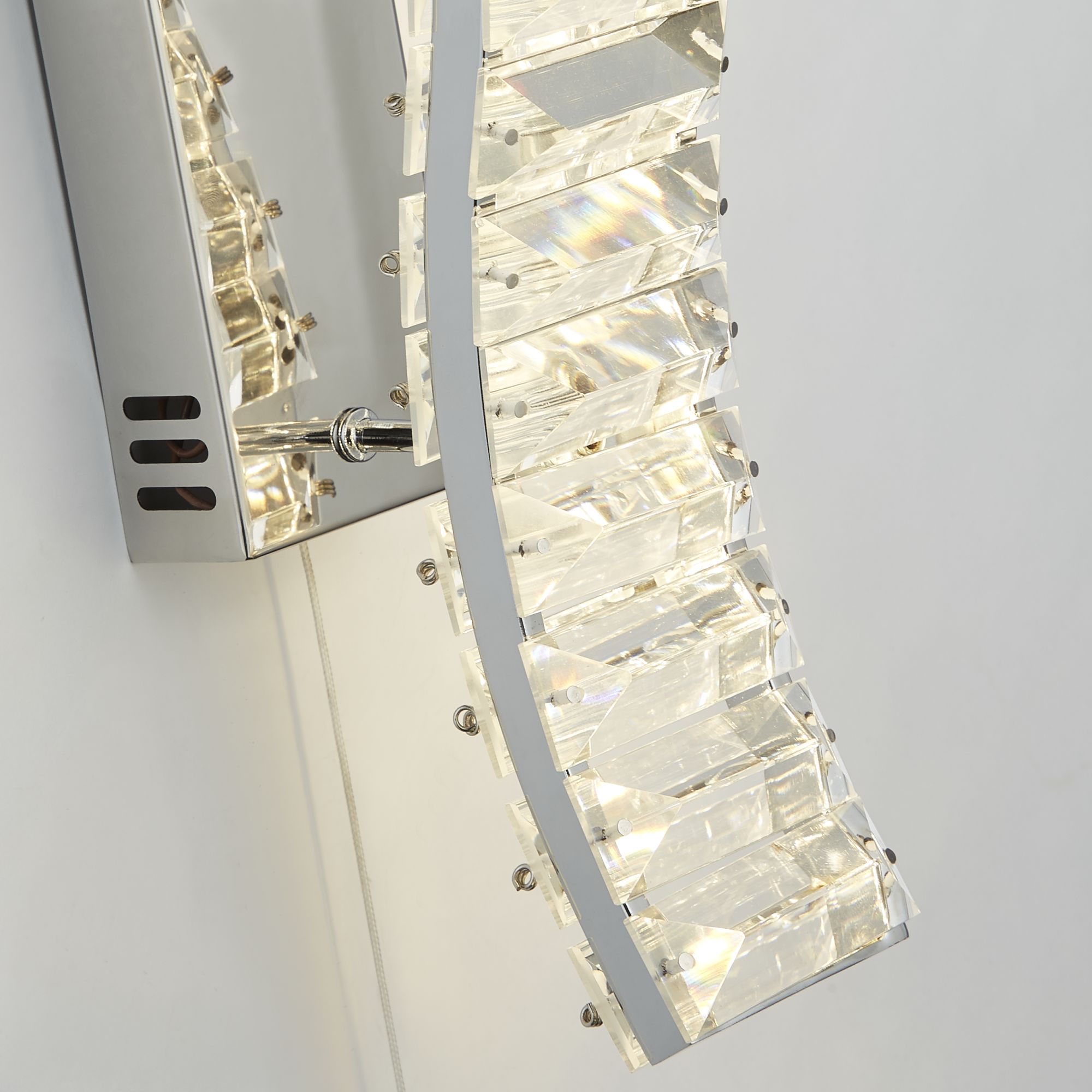 Lux & Belle S-Shaped LED Wall Light - Chrome & Clear Glass