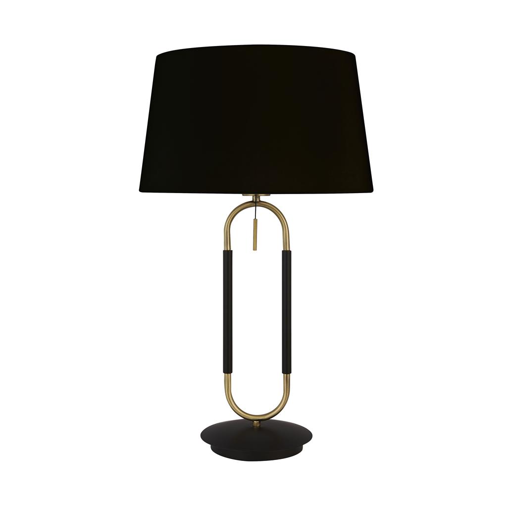 Jazz Table Lamp - Black, Satin Brass Metal & Black Velvet