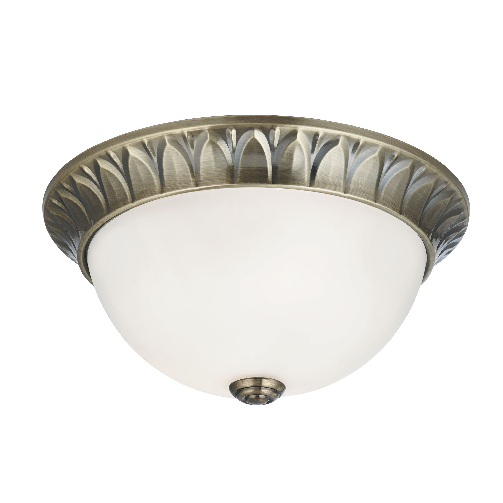 Naples 2LT Flush -Antique Brass with Frosted Glass Shade
