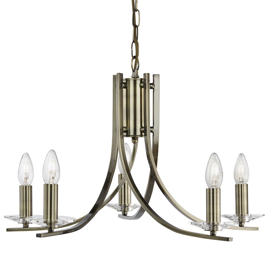 Ascona 5Lt Pendant - 
Antique Brass with Clear Glass Sconces