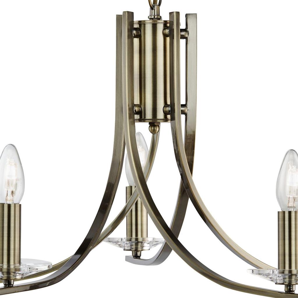 Ascona 5Lt Pendant - 
Antique Brass & Clear Glass Sconces