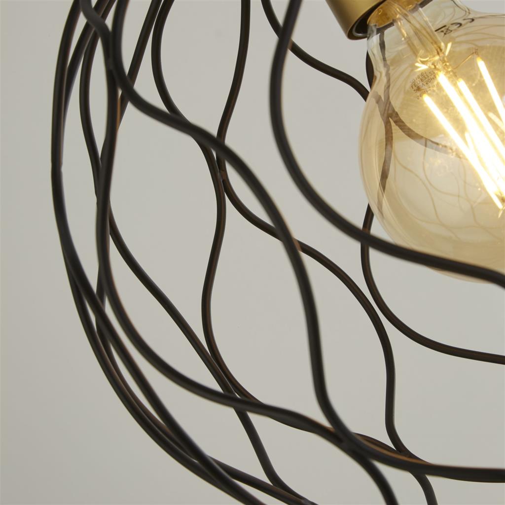 Finesse Pendant with Wave Detail - 
Black & Gold Lampholder