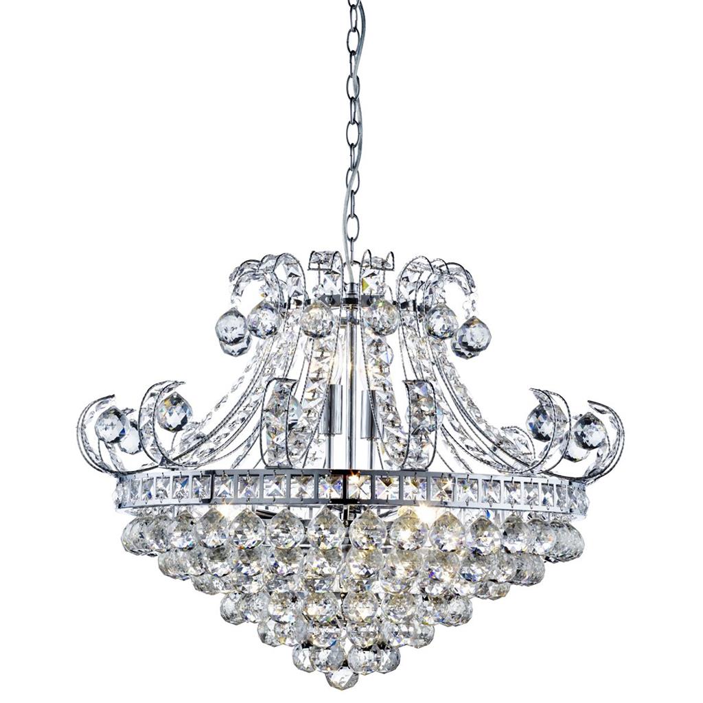Bloomsbury 6Lt Tiered Chandelier - 
Chrome, Clear Crystal
