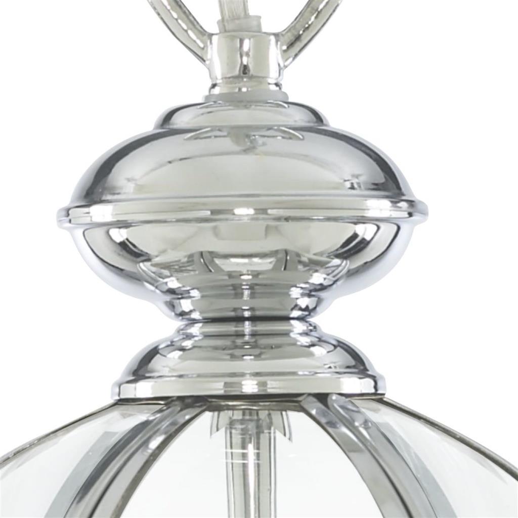 Bevelled Lantern Pendant  - Chrome Metal & Clear Glass