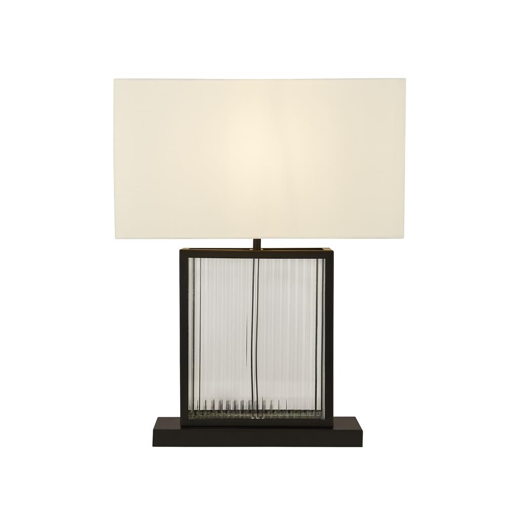 Clarendon Table Lamp - Tempered Glass, Black & Velvet Shade