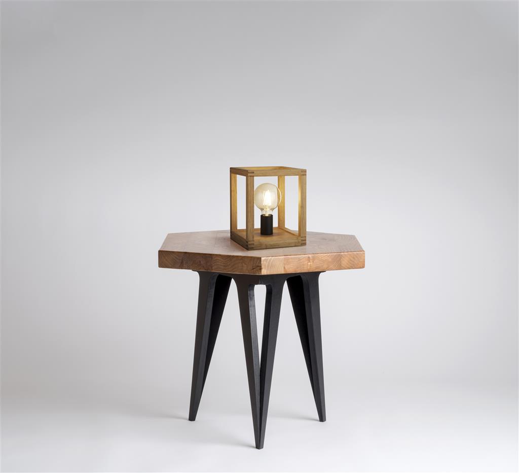 Square Table Lamp - Wood & Metal