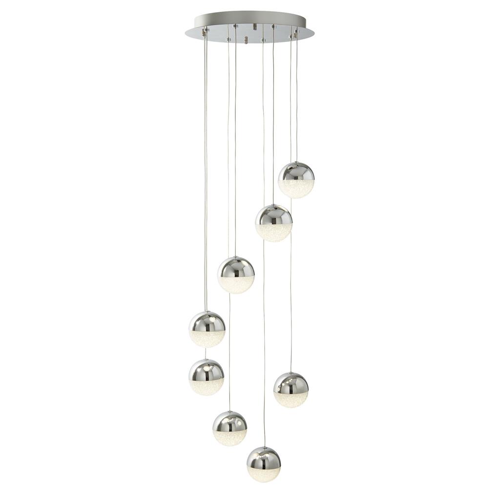 Marbles LED 8Lt Multi - Drop  -  Chrome, Crushed Ice Shade