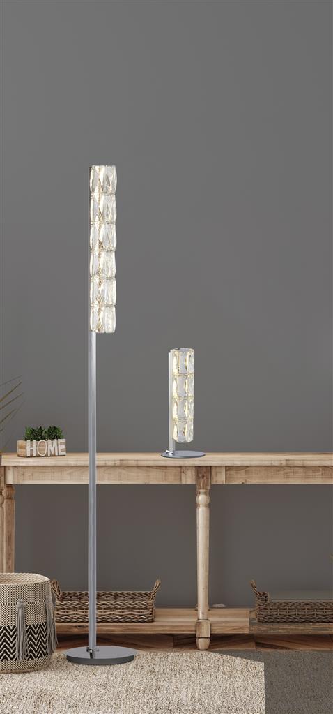 Remy LED Floor Lamp - Chrome & Clear Crystal Trim