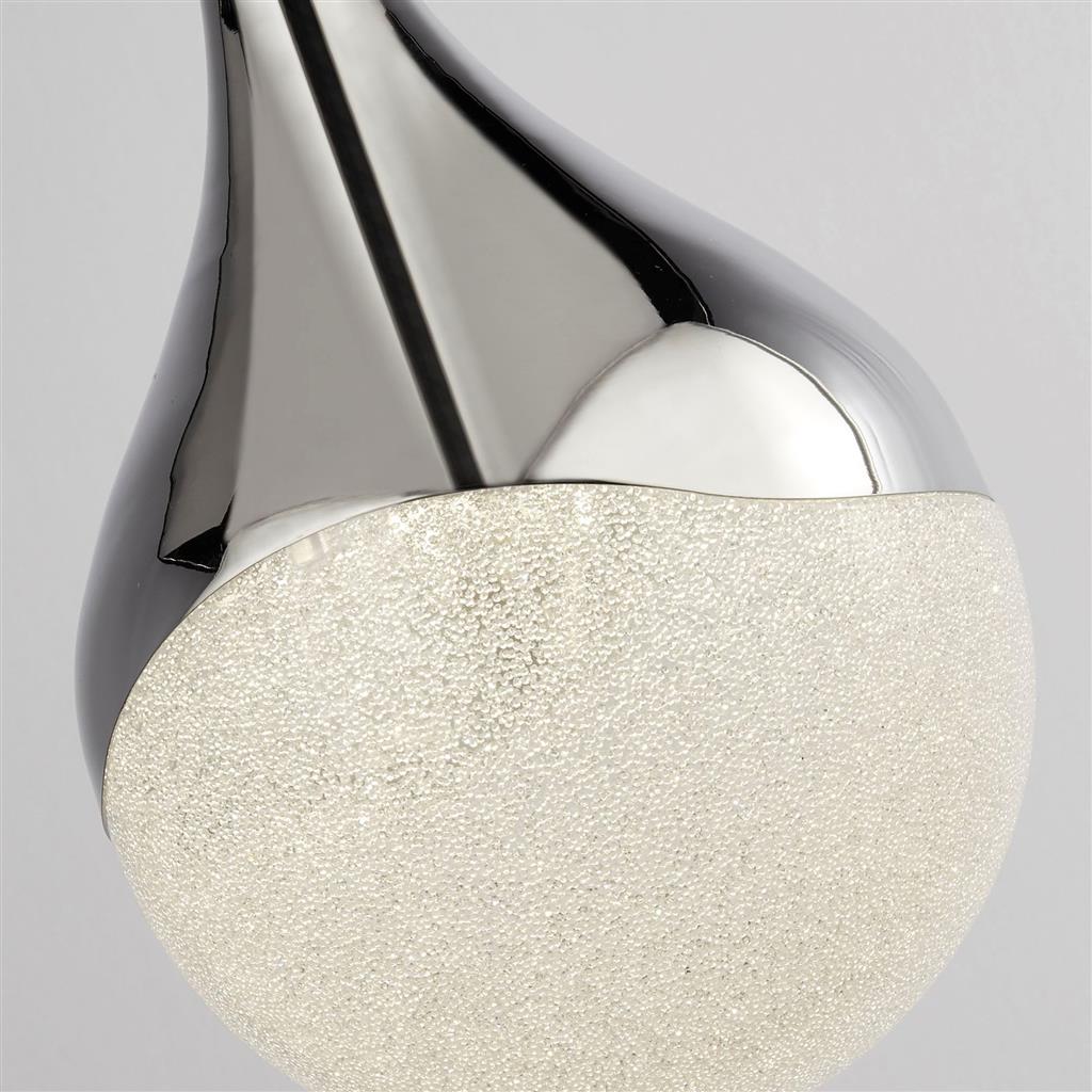 Wave Pendant - Chrome Metal & Crushed Ice Effect Glass
