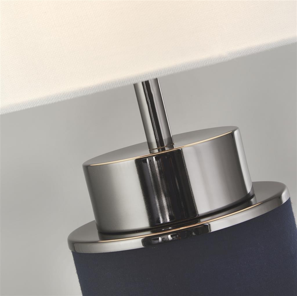 Flask Table Lamp - Black Nickel, Navy & White Linen