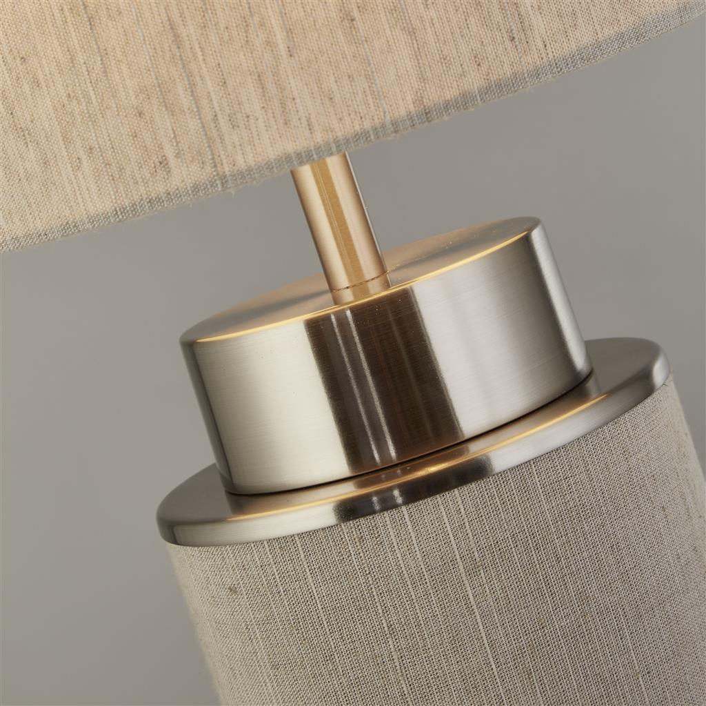 Flask Table Lamp -Natural Hessian with Satin Nickle
