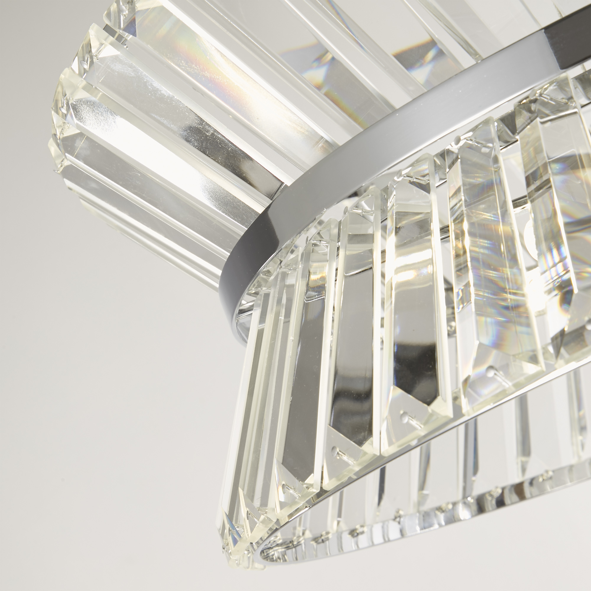 Uptown 7Lt Pendant/Semi-Flush - Chrome Metal & Clear Crystal