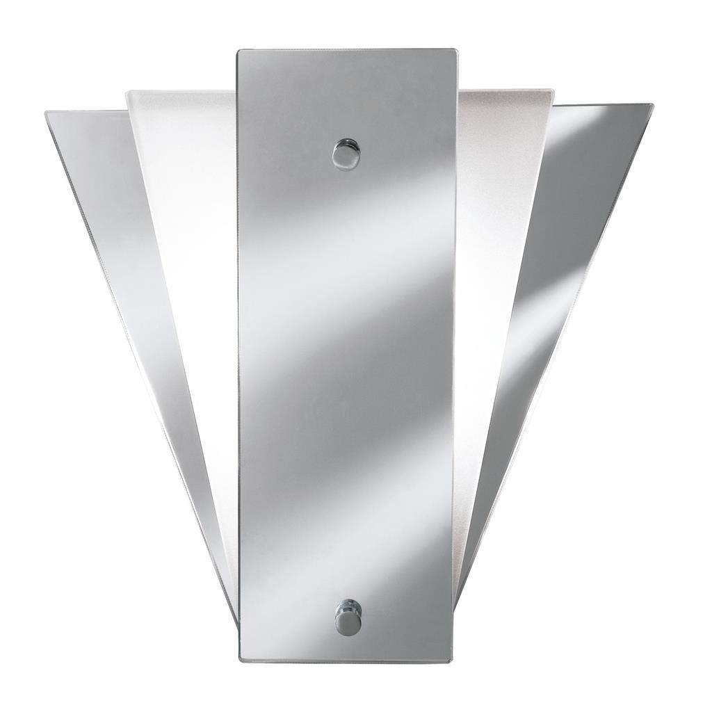 Art Deco Wall Mirror  -  Frosted Glass, Metal & Mirror