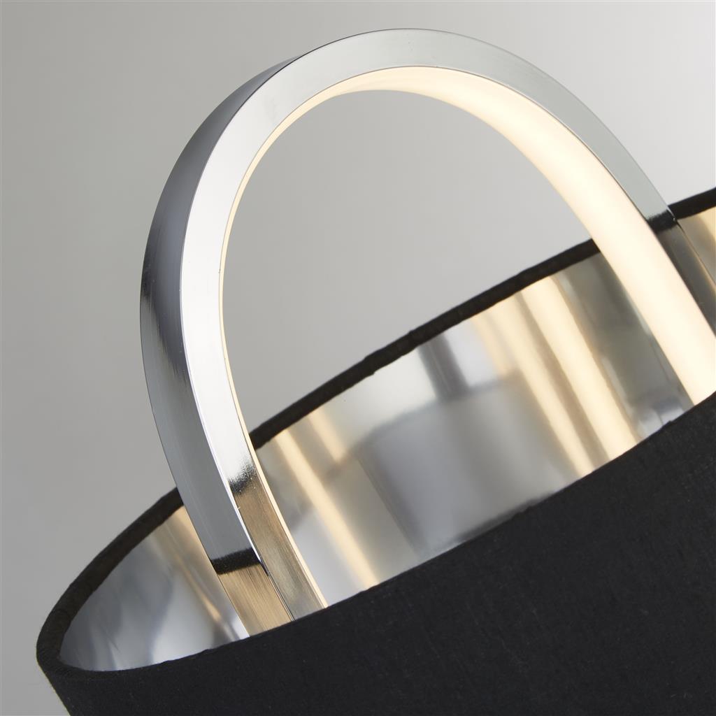 Madrid Table Lamp - Chrome Metal & Black Fabric Shade
