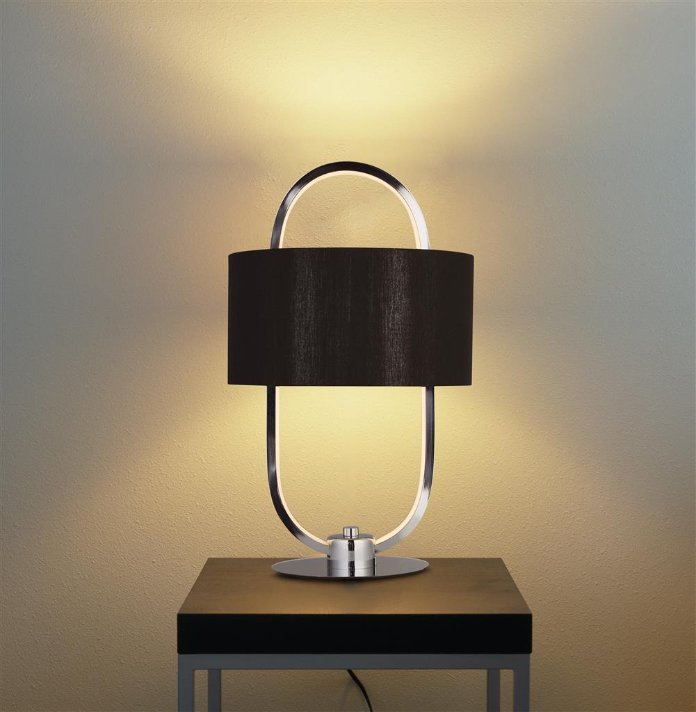 Madrid Table Lamp - Chrome Metal & Black Fabric Shade