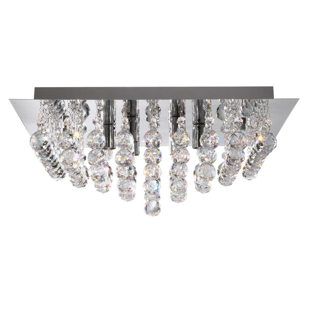 Hanna 4Lt Flush Ceiling Light - Chrome & Clear Crystal