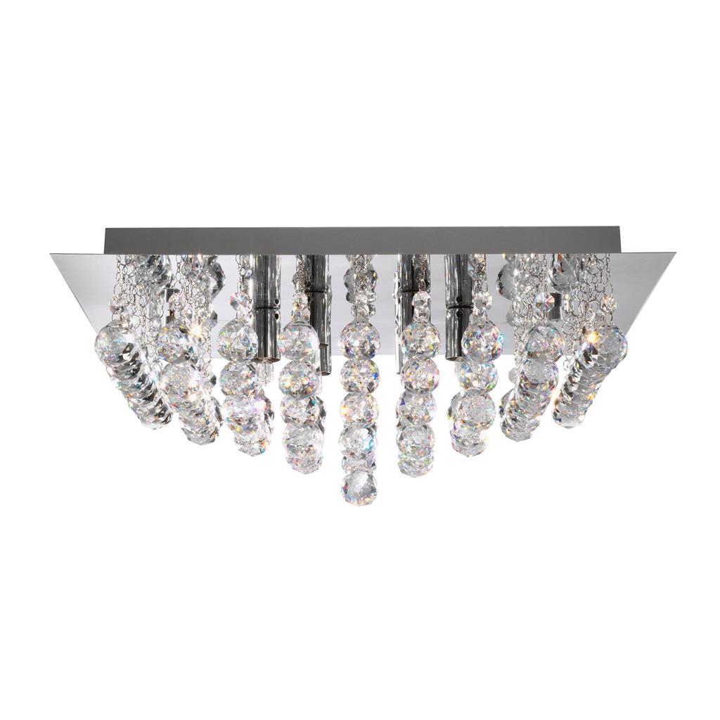Hanna 8Lt Flush Ceiling Light - Chrome & Clear Crystal