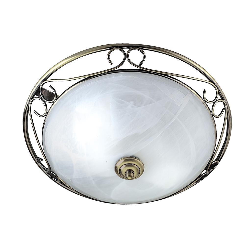 Waybridge Ceiling Flush - Antique Brass & Alabaster Glass