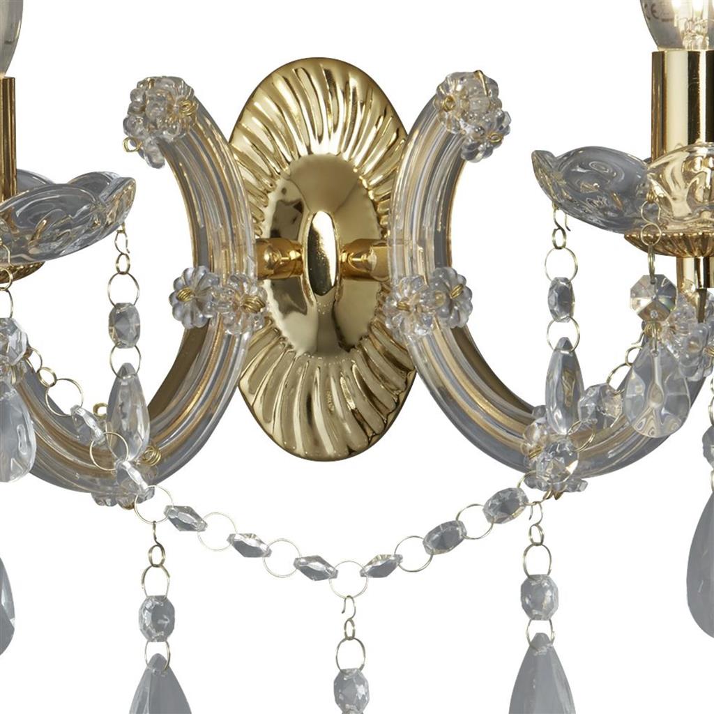 Marie Therese 2Lt Wall Light - 
Polished Brass & Crystal