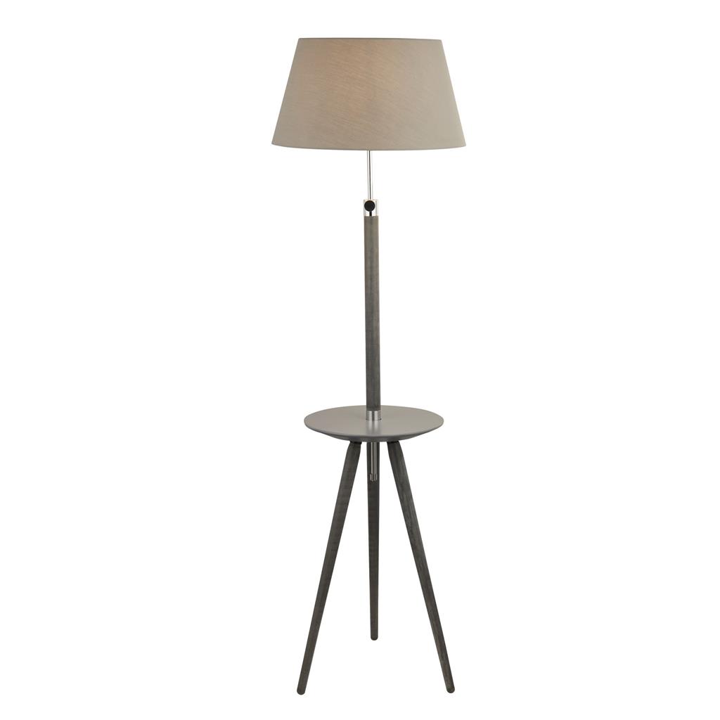 Shelf Floor Lamp - Light Wood, Pale Grey Shade