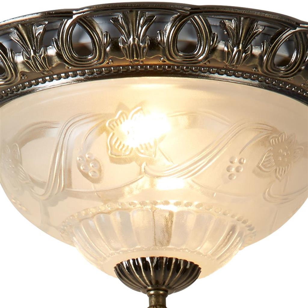 Derby Flush Ceiling Light - Antique Brass & Glass