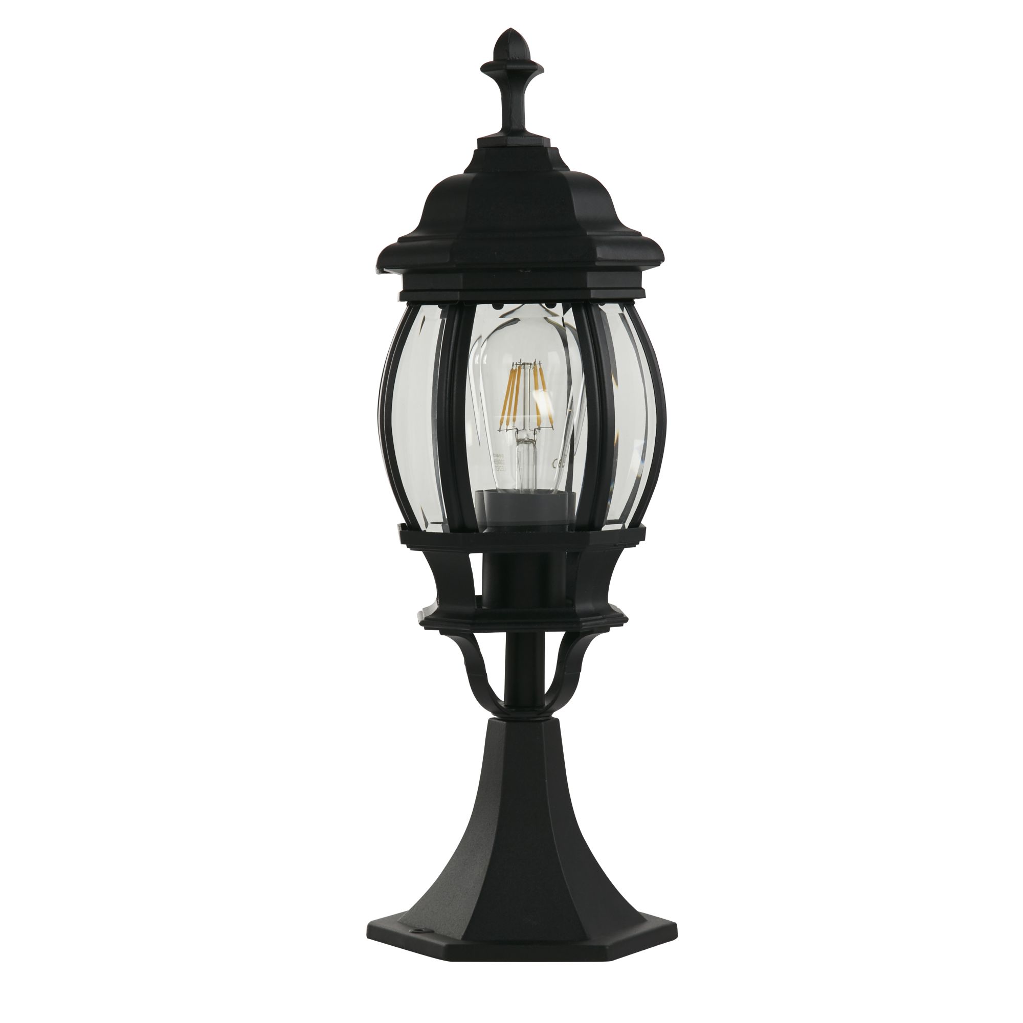 Bel Aire Outdoor Post 500mm, Black with Clear Glass