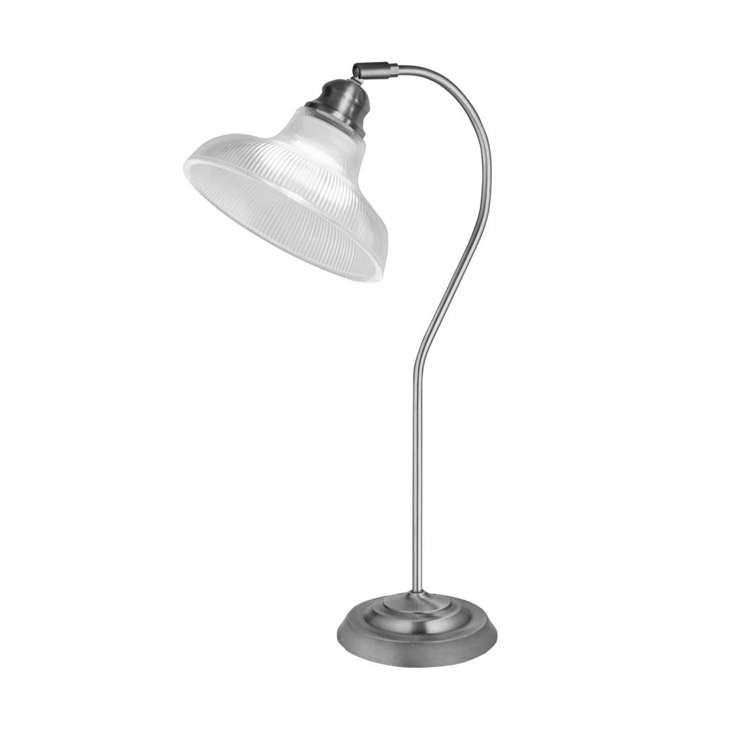 Bistro III Table Lamp -Satin Silver & Holphane Style Glass