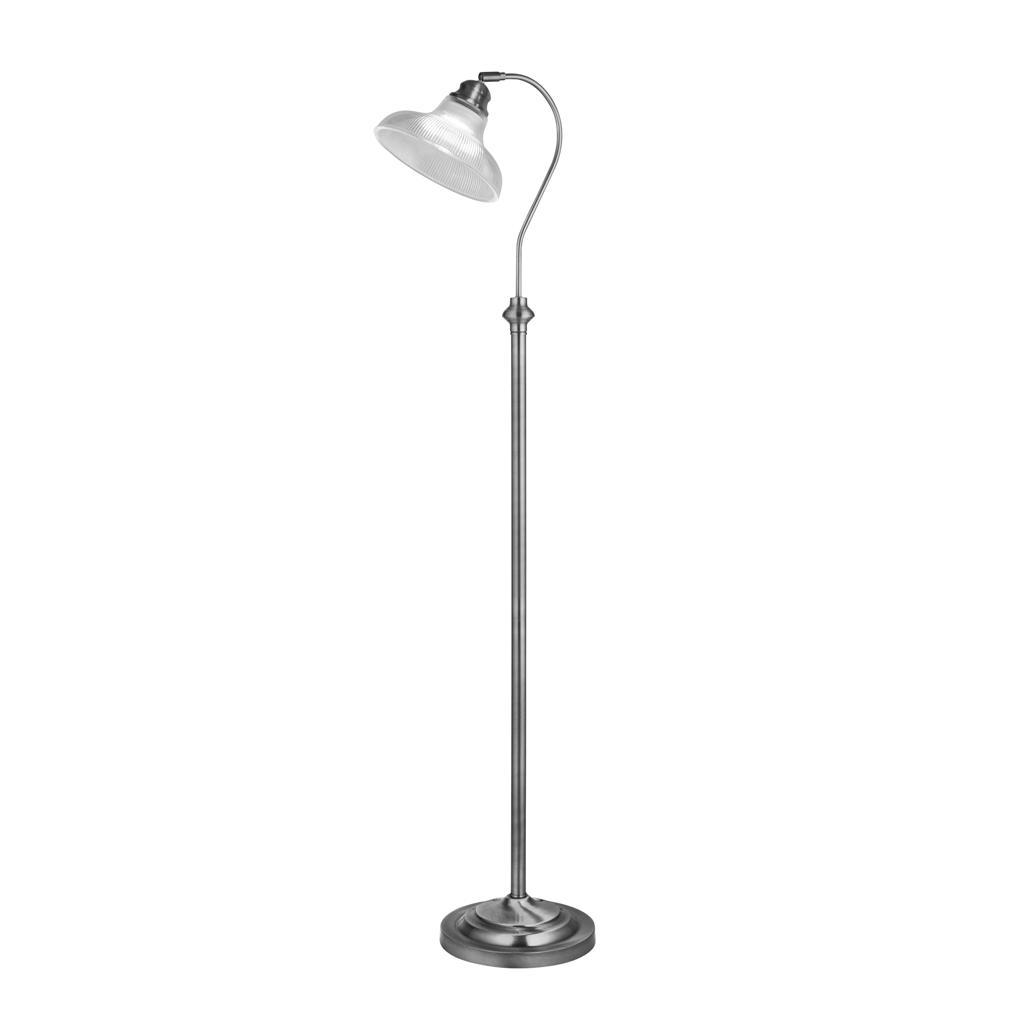 Bistro III Floor Lamp - Satin Silver & Holphane Style Glass