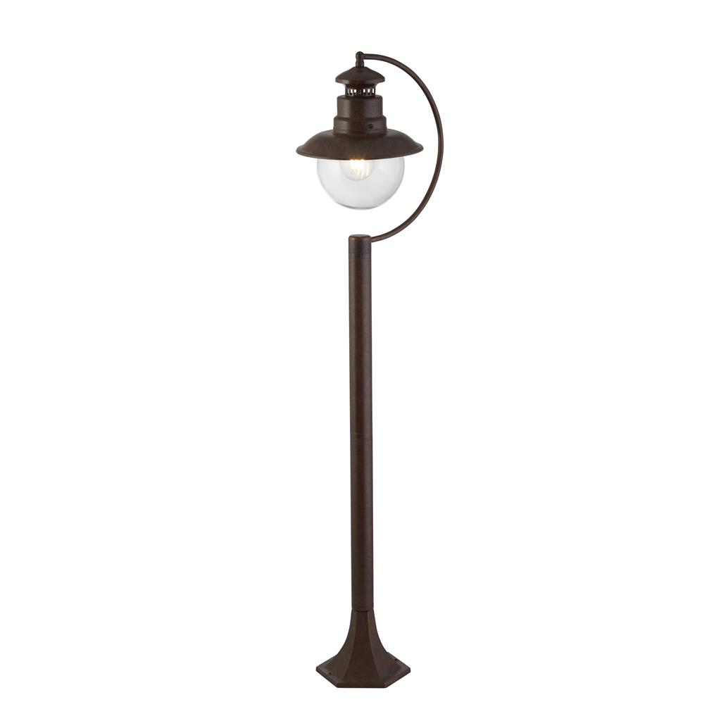 Station Outdoor Post - Brown Metal & Clear Glass