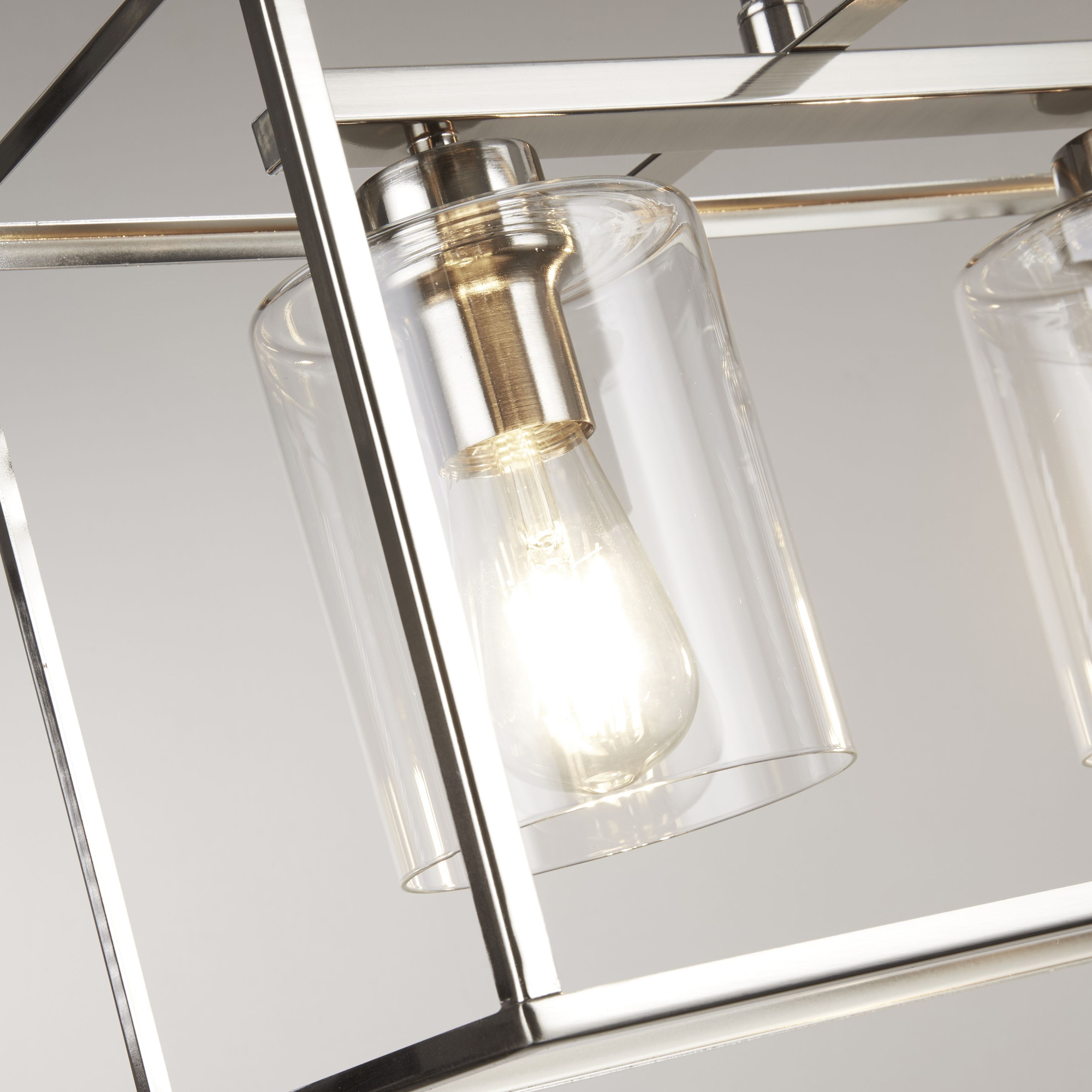 Lux & Belle 3Lt Ceiling Pendant - Satin Silver & Clear Glass