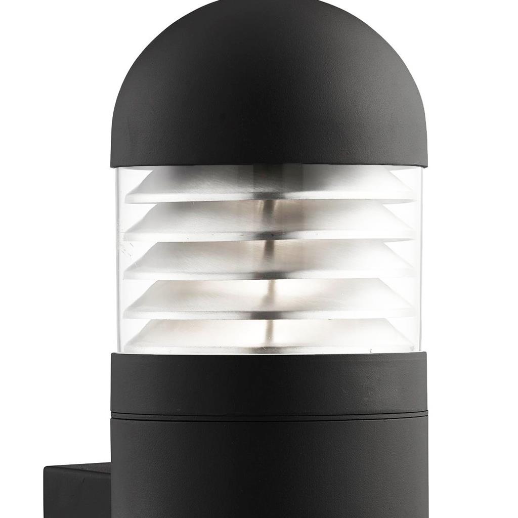 Bronx Outdoor Wall Light-Black Metal, Clear Glass & Polycarb