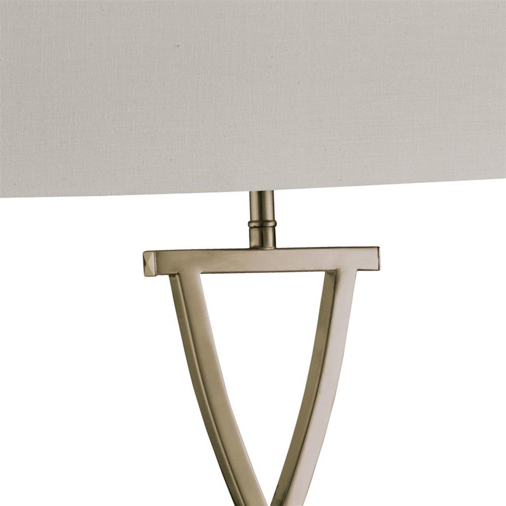 Club Table Lamp- Antique Brass Metal & White Faux Silk Shade