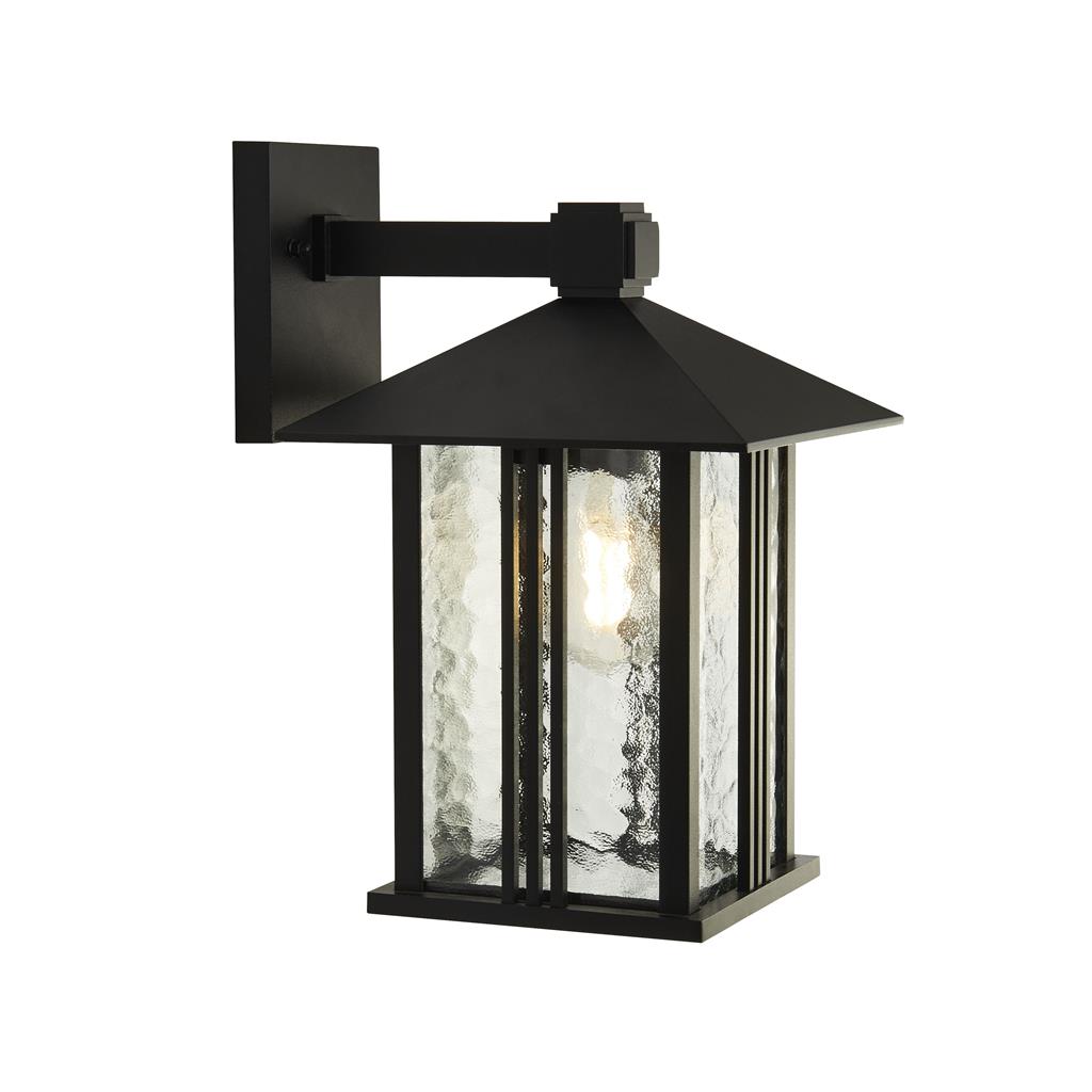 Venice Outdoor Wall Light -Black with Water Glass, IP44