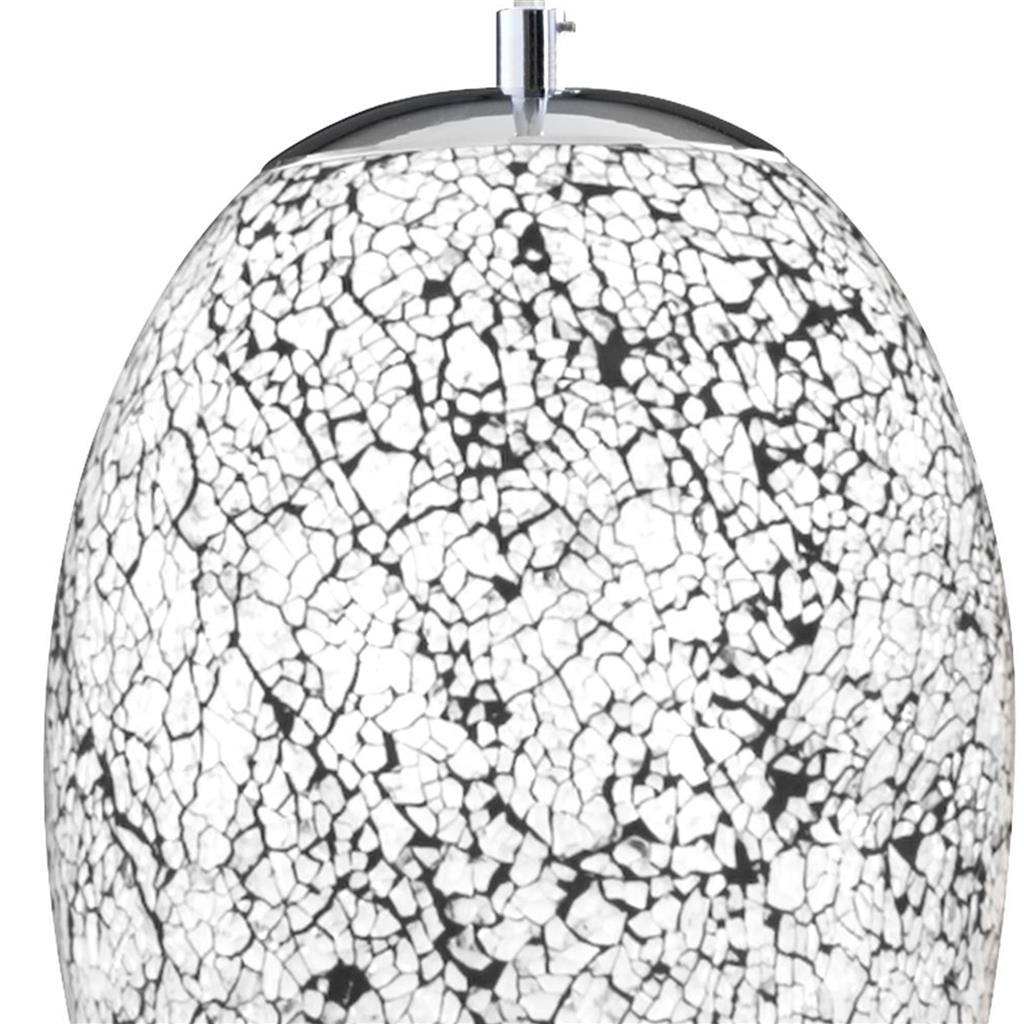 Crackle Pendant  - Satin Silver & Crackled White Glass