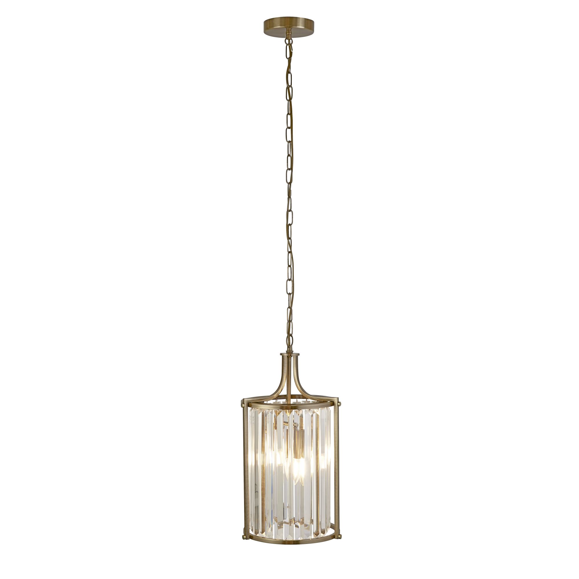 Victoria  2Lt Pendant - Antique Brass Metal & Clear Crystal