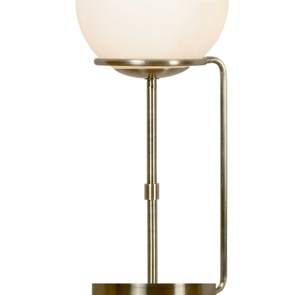 Sphere  Table Lamp  - Antique Brass Metal & Opal Glass