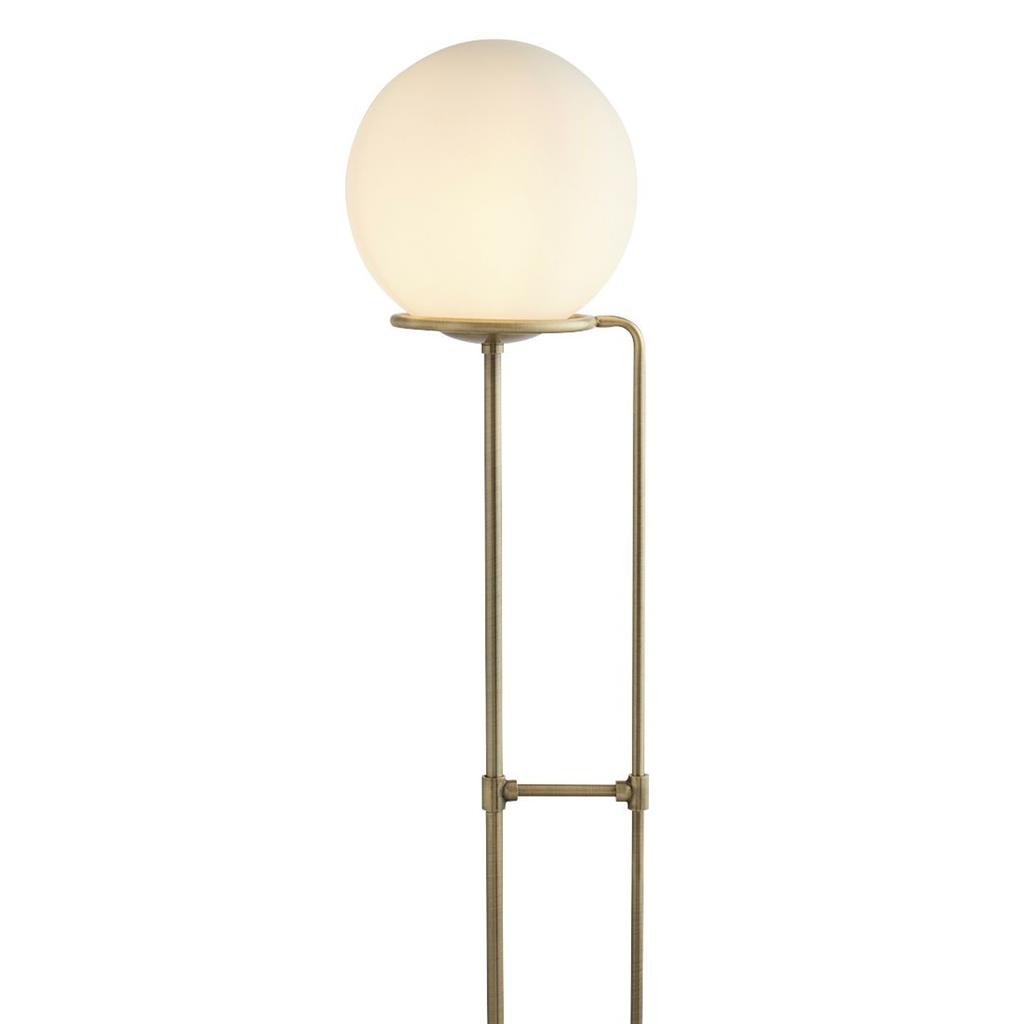 Sphere Floor Lamp - Antique Brass & Opal Glass Shade