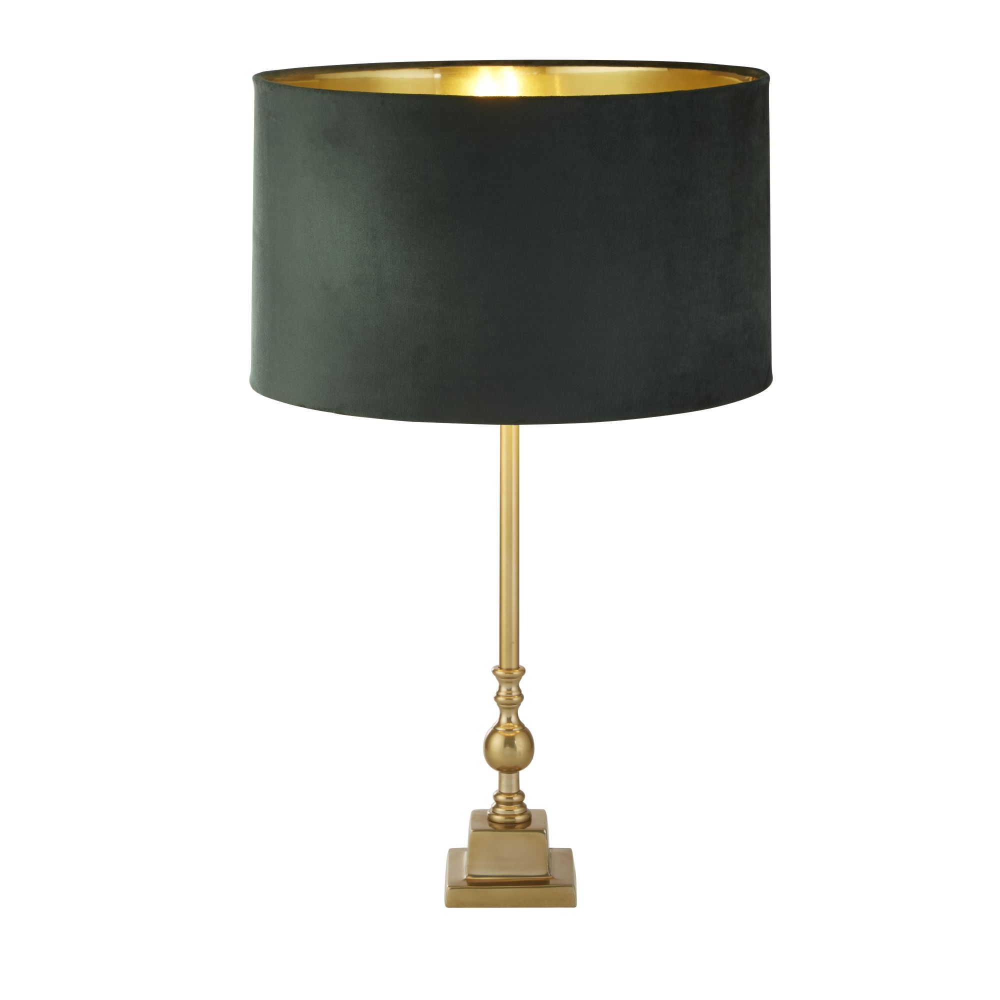 Whitby Table Lamp - Antique Brass Metal & Green Velvet Shade