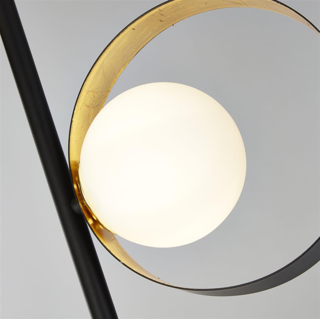 Orbital 3LT Floor Lamp -Matt Black & Gold Leaf, Opal Glass