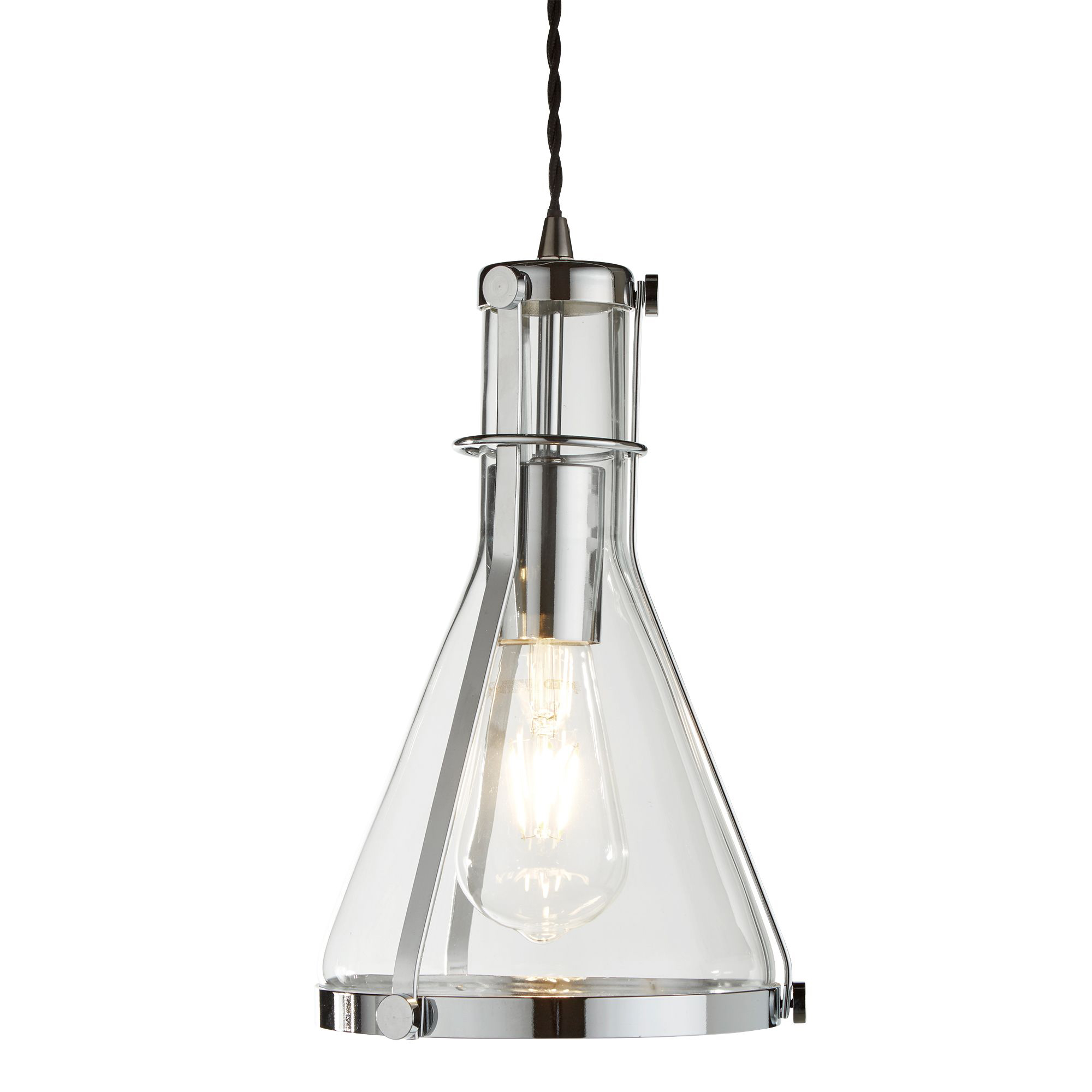 Modern Ceiling Pendant - 
Chrome with Clear Glass