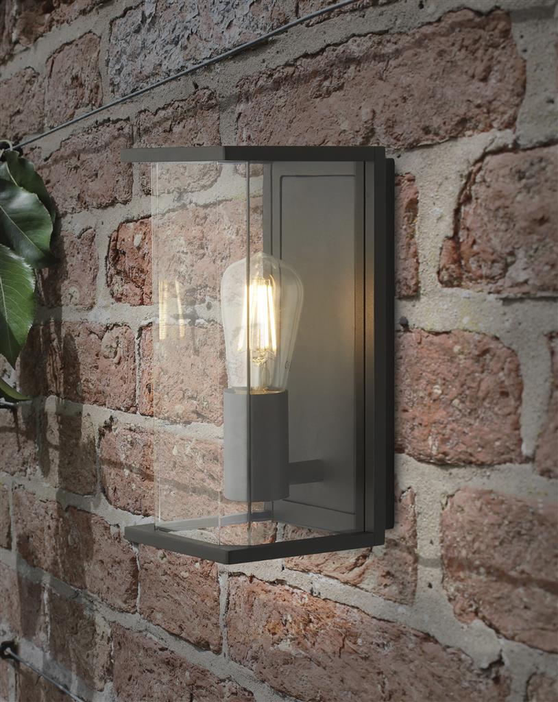 Picadilly Outdoor Wall Light - Grey Metal & Polycarbonate