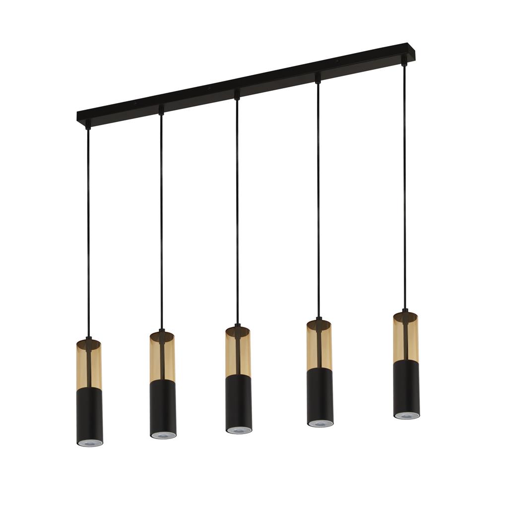 Merrygold 5Lt Bar Ceiling Pendant - Amber Acrylic & Black