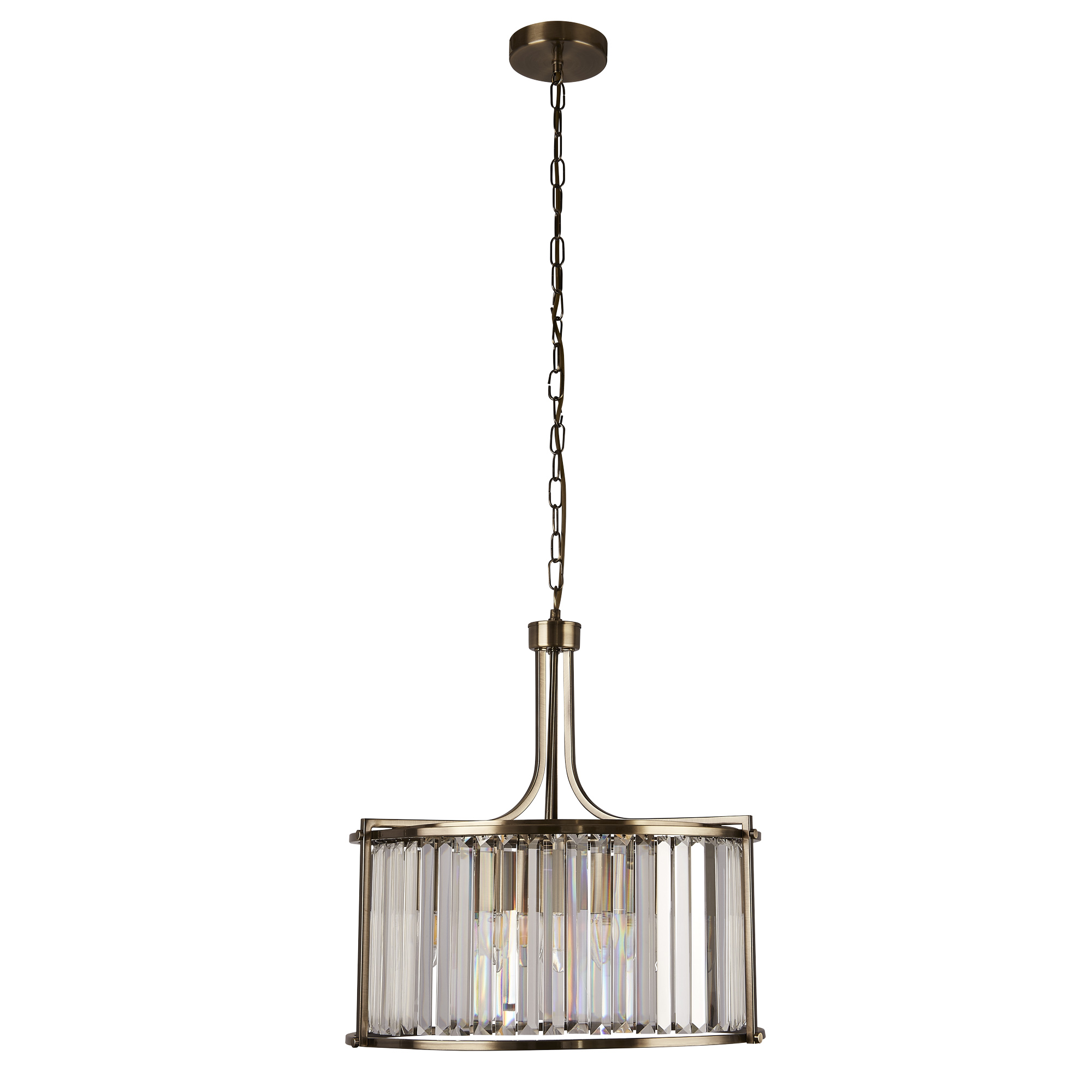 Victoria 5Lt Pendant - Antique Brass Metal & Clear Crystal