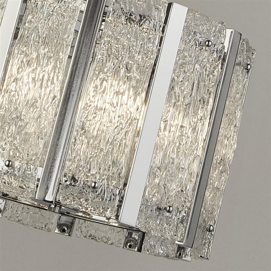 Alexandra 5Lt Pendant - Satin Silver & Aquatex Glass