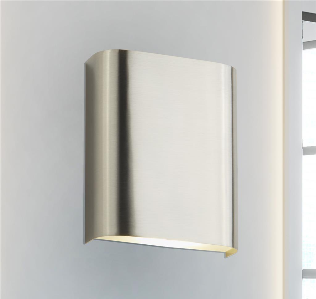 Match Box 2Lt LED Wall Light - Satin Silver & Frosted Glass