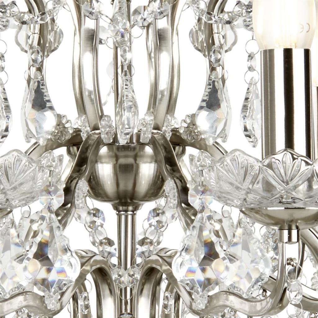 Paris 8Lt Chandelier - 
Satin Silver & Clear Crystal Drops