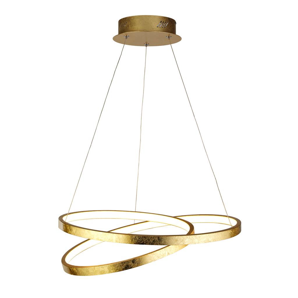 Float LED Ceiling Pendant - Gold Leaf Metal & Opal