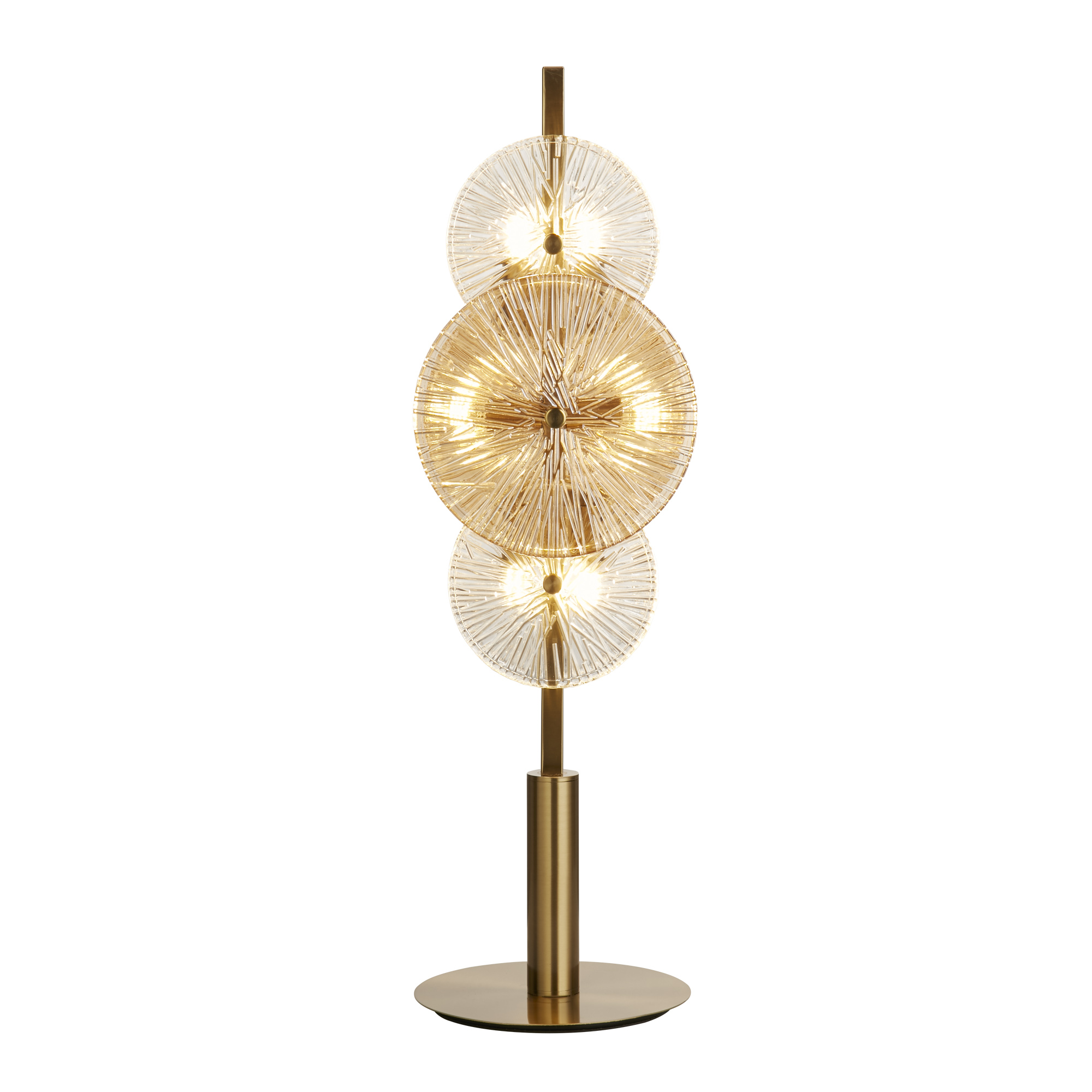 Wagon Wheel 6Lt Table Lamp- Bronze Metal, Clear, Amber Glass